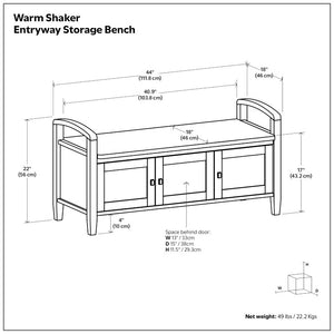 English Elm Lexington Shaker Entryway Bench with Hidden Storage Solid Wood White Finish B2732P547125