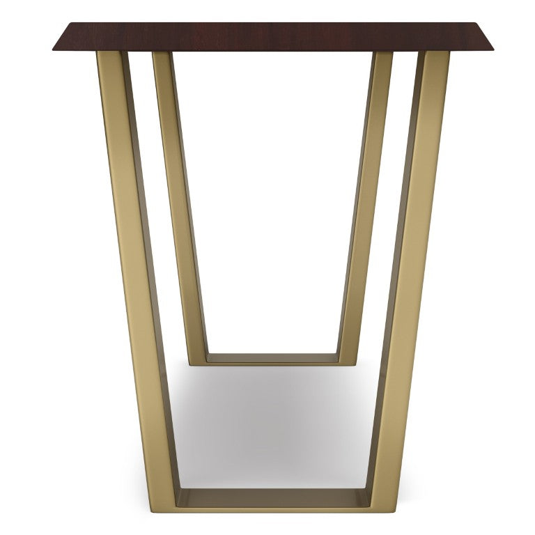 English Elm Terence Acacia Hardwood Entryway Bench with Gold U-Shaped Legs and Cognac Stain B2732P547127