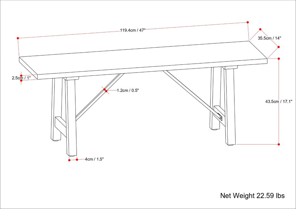 English Elm Zander Mango Hardwood Entryway Bench with Black Metal Trestle Brace Natural Grain B2732P547128