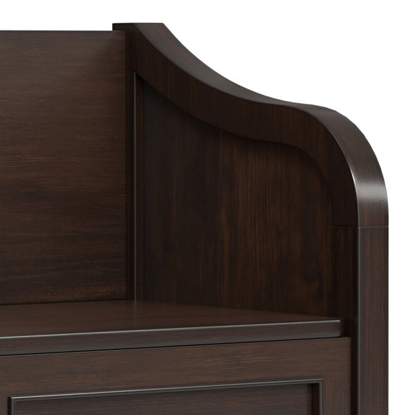 English Elm Somerset Handcrafted Solid Wood Entryway Bench with Lift Lid and Open Bottom Shelf B2732P547129
