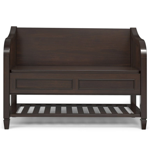 English Elm Somerset Handcrafted Solid Wood Entryway Bench with Lift Lid and Open Bottom Shelf B2732P547129