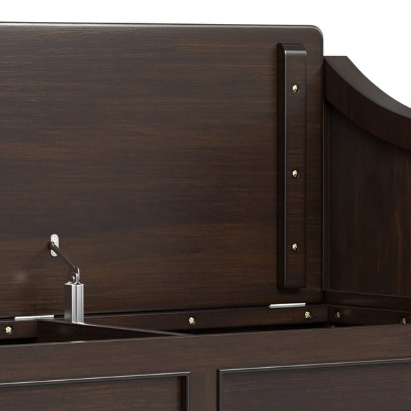 English Elm Somerset Handcrafted Solid Wood Entryway Bench with Lift Lid and Open Bottom Shelf B2732P547129
