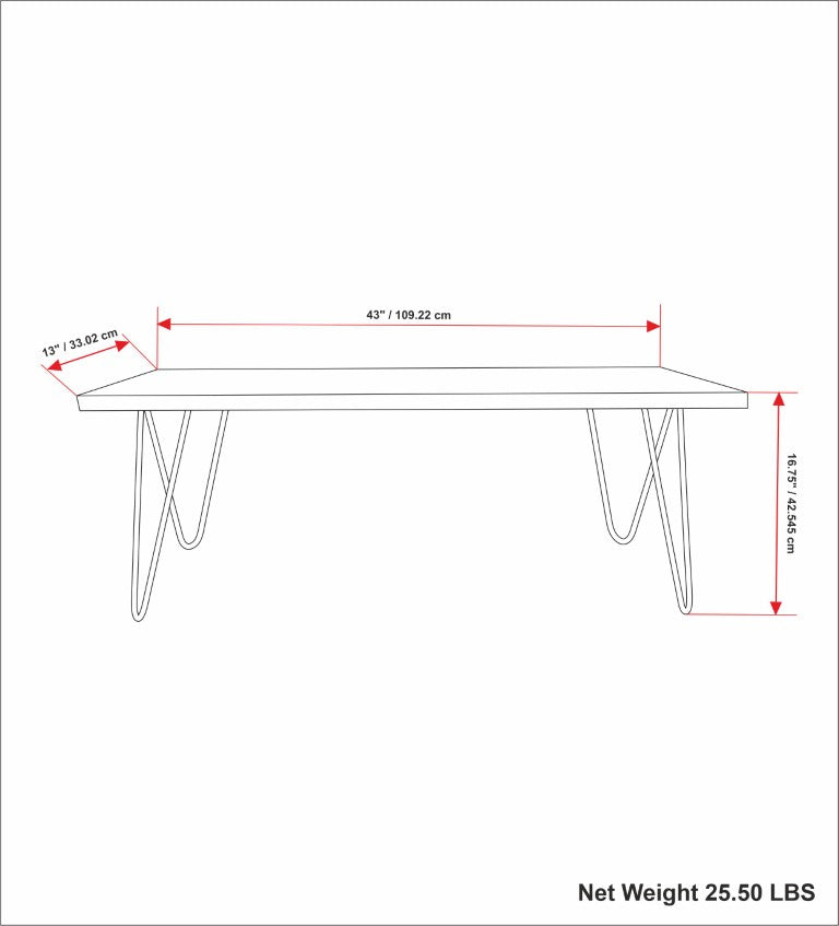 English Elm Francisco Live Edge Mango Wood Bench with Hairpin Legs for Bedroom or Entryway B2732P547130