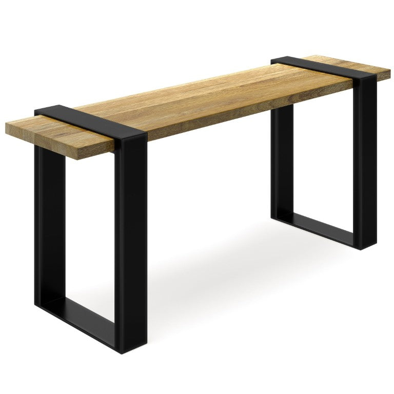 English Elm Therese Solid Acacia Hardwood Entryway Bench with Black Powder Coated Metal Legs B2732P547132