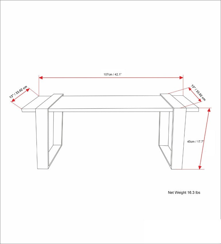 English Elm Therese Solid Acacia Hardwood Entryway Bench with Black Powder Coated Metal Legs B2732P547132