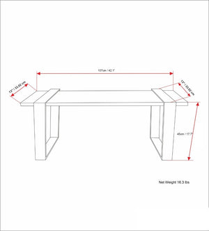 English Elm Therese Solid Acacia Hardwood Entryway Bench with Black Powder Coated Metal Legs B2732P547132