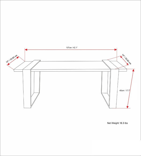 English Elm Therese Solid Acacia Hardwood Entryway Bench with Black Powder Coated Metal Legs B2732P547132