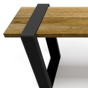 English Elm Therese Solid Acacia Hardwood Entryway Bench with Black Powder Coated Metal Legs B2732P547132
