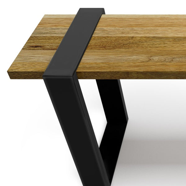 English Elm Therese Solid Acacia Hardwood Entryway Bench with Black Powder Coated Metal Legs B2732P547132