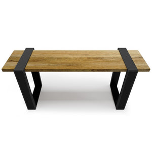English Elm Therese Solid Acacia Hardwood Entryway Bench with Black Powder Coated Metal Legs B2732P547132