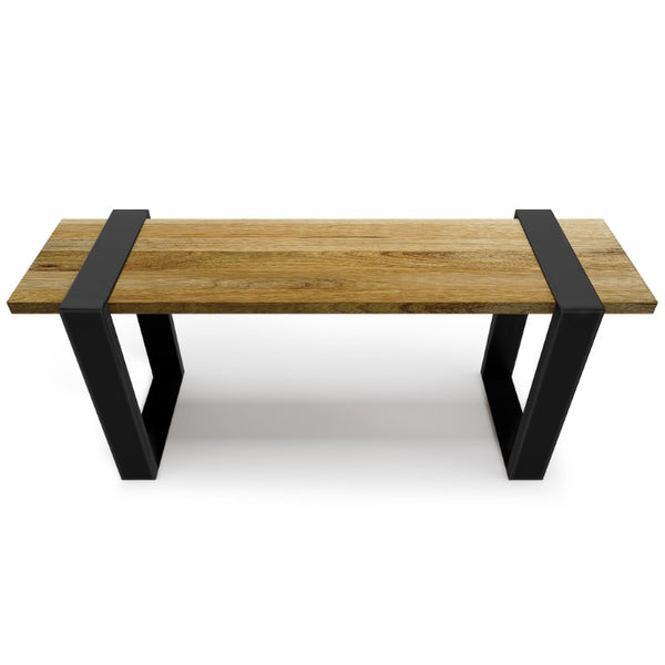 English Elm Therese Solid Acacia Hardwood Entryway Bench with Black Powder Coated Metal Legs B2732P547132