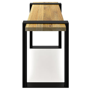 English Elm Therese Solid Acacia Hardwood Entryway Bench with Black Powder Coated Metal Legs B2732P547132