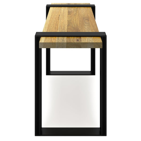 English Elm Therese Solid Acacia Hardwood Entryway Bench with Black Powder Coated Metal Legs B2732P547132