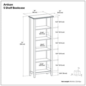 English Elm Holden Solid Wood 72 Inch Tall Bookcase with Five Shelves for Modern Living Spaces B2732P547161