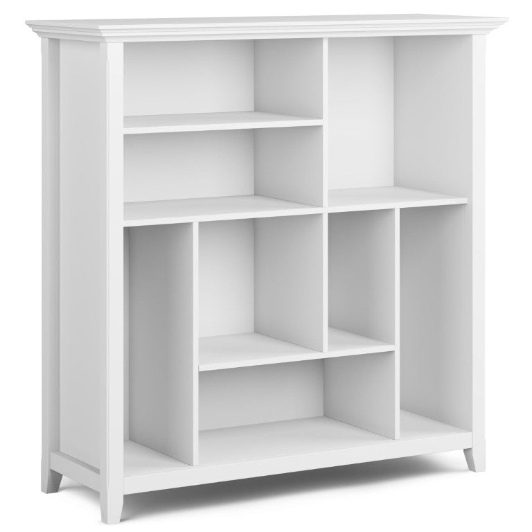 English Elm Washington Solid Wood Eight Compartment Bookcase with Tapered Legs in White Finish B2732P547162