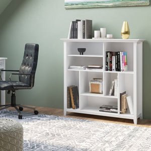 English Elm Washington Solid Wood Eight Compartment Bookcase with Tapered Legs in White Finish B2732P547162