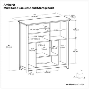 English Elm Washington Solid Wood Eight Compartment Bookcase with Tapered Legs in White Finish B2732P547162