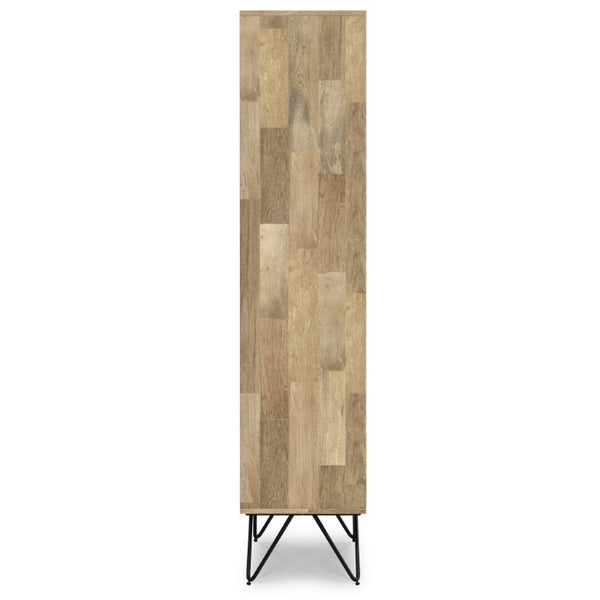 English Elm Diaz Solid Mango Wood Bookcase with Hairpin Legs and Hidden Drawer Natural Finish B2732P547163