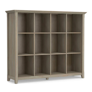English Elm Brunswick Solid Wood 12 Cube Bookcase with Tapered Legs and Distressed Grey Finish B2732P547164