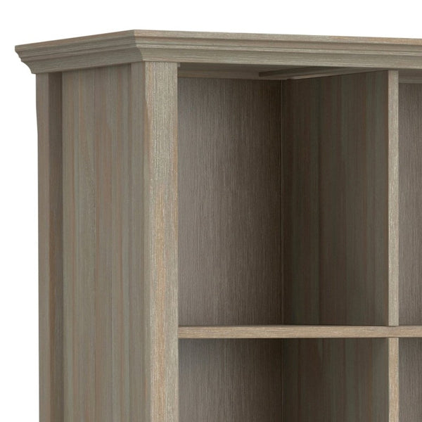 English Elm Brunswick Solid Wood 12 Cube Bookcase with Tapered Legs and Distressed Grey Finish B2732P547164