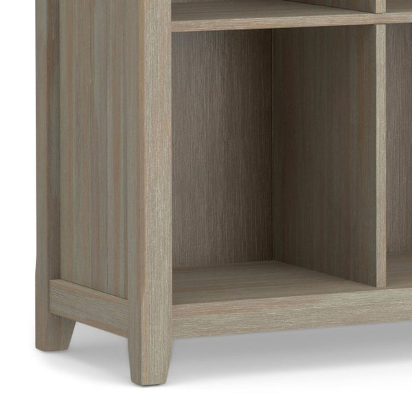 English Elm Brunswick Solid Wood 12 Cube Bookcase with Tapered Legs and Distressed Grey Finish B2732P547164