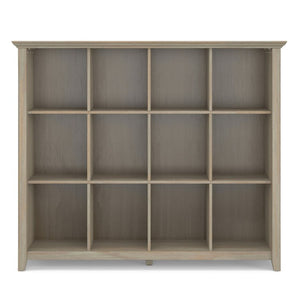 English Elm Brunswick Solid Wood 12 Cube Bookcase with Tapered Legs and Distressed Grey Finish B2732P547164