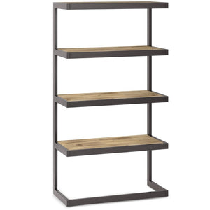 English Elm Larny Solid Acacia Four Shelf Open Bookcase with Industrial Metal Frame B2732P547165