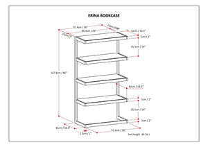 English Elm Larny Solid Acacia Four Shelf Open Bookcase with Industrial Metal Frame B2732P547165