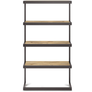 English Elm Larny Solid Acacia Four Shelf Open Bookcase with Industrial Metal Frame B2732P547165