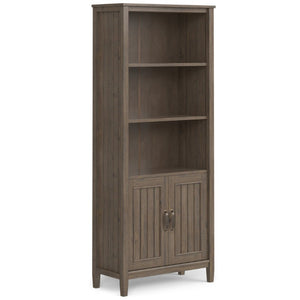 English Elm Cadwyn Solid Wood Tall Bookcase with Cabinet Storage and Grooved Transitional Detail B2732P547166