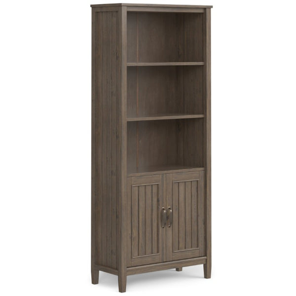 English Elm Cadwyn Solid Wood Tall Bookcase with Cabinet Storage and Grooved Transitional Detail B2732P547166