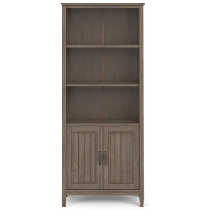 English Elm Cadwyn Solid Wood Tall Bookcase with Cabinet Storage and Grooved Transitional Detail B2732P547166