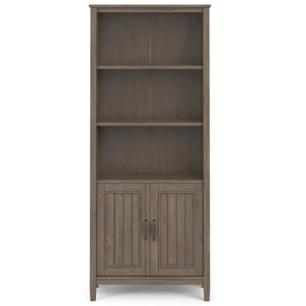 English Elm Cadwyn Solid Wood Tall Bookcase with Cabinet Storage and Grooved Transitional Detail B2732P547166