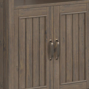 English Elm Cadwyn Solid Wood Tall Bookcase with Cabinet Storage and Grooved Transitional Detail B2732P547166