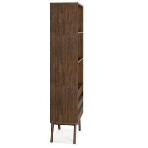 English Elm Mooney Solid Acacia Tall Bookcase with Cabinet Storage Mid-Century Modern Design B2732P547168