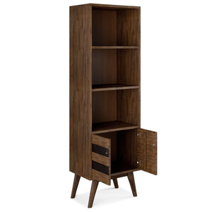 English Elm Mooney Solid Acacia Tall Bookcase with Cabinet Storage Mid-Century Modern Design B2732P547168