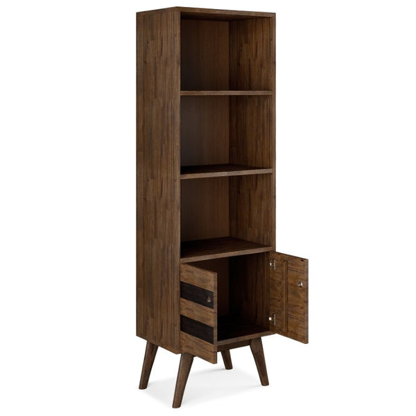 English Elm Mooney Solid Acacia Tall Bookcase with Cabinet Storage Mid-Century Modern Design B2732P547168