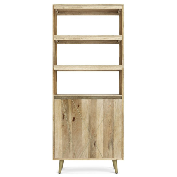English Elm Spartan Mango Hardwood Bookcase with Brass Inlay and Soft Close Doors for Modern Spaces B2732P547170