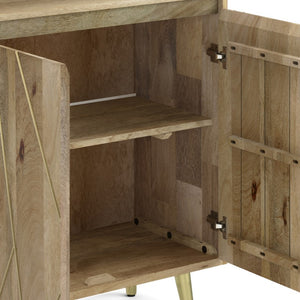 English Elm Spartan Mango Hardwood Bookcase with Brass Inlay and Soft Close Doors for Modern Spaces B2732P547170