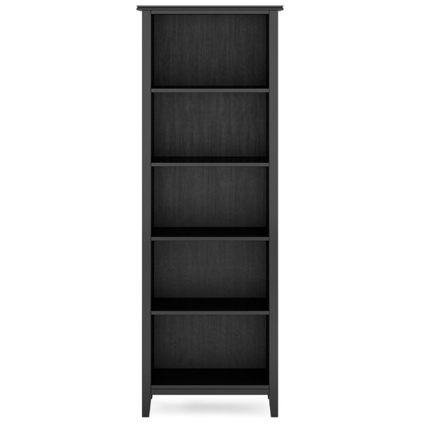 English Elm Holden Solid Wood 5 Shelf Tall Bookcase Matte Black Finish for Home Office B2732P547172