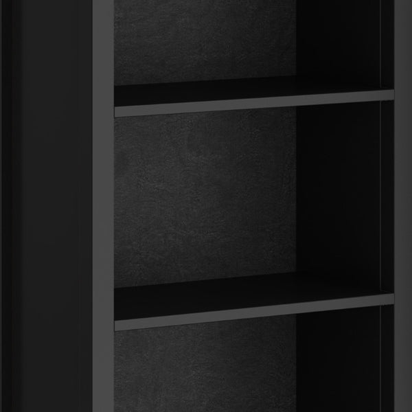 English Elm Holden Solid Wood 5 Shelf Tall Bookcase Matte Black Finish for Home Office B2732P547172