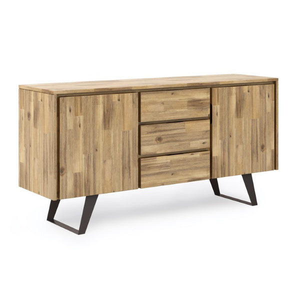 English Elm Fulton Solid Acacia Wood Buffet Sideboard with Drawers and Adjustable Shelves B2732P548177