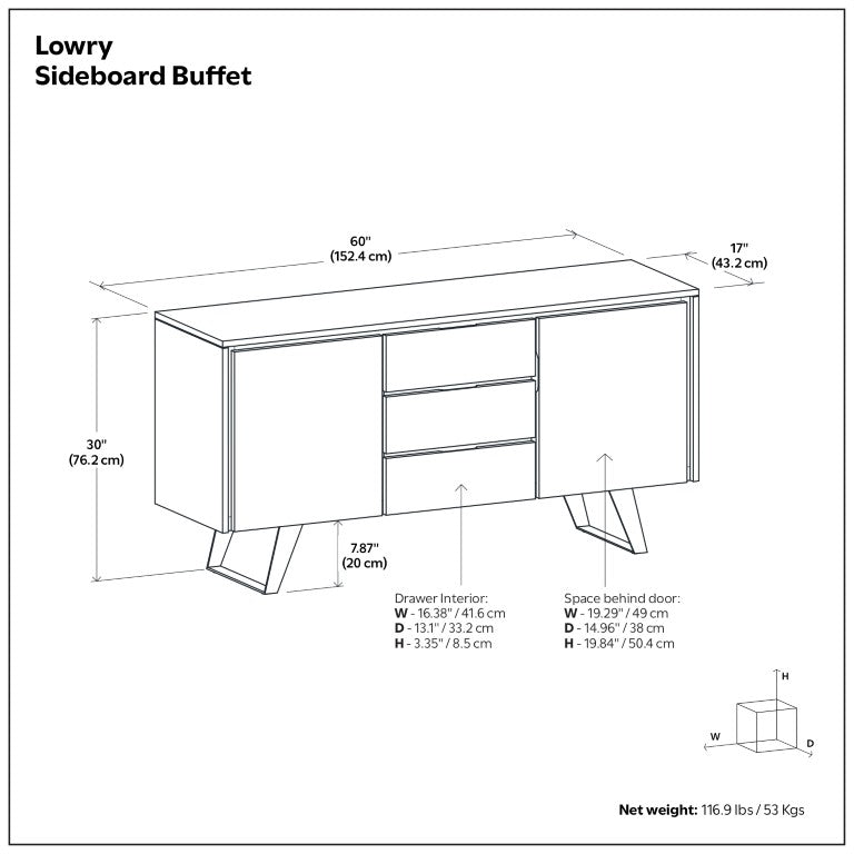 English Elm Fulton Solid Acacia Wood Buffet Sideboard with Drawers and Adjustable Shelves B2732P548177