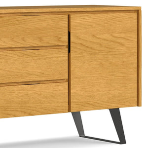 English Elm Fulton Oak Veneer Sideboard with Angled Metal Legs for Dining or Living Rooms B2732P548178