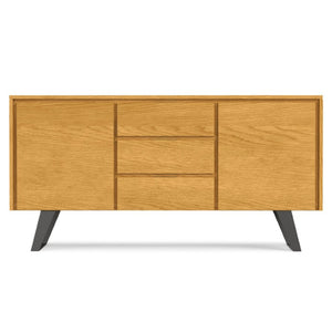 English Elm Fulton Oak Veneer Sideboard with Angled Metal Legs for Dining or Living Rooms B2732P548178