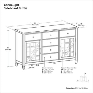 English Elm Somerset Solid Wood Buffet Sideboard Six Drawers Antique White Traditional Dining B2732P548179