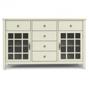 English Elm Somerset Solid Wood Buffet Sideboard Six Drawers Antique White Traditional Dining B2732P548179