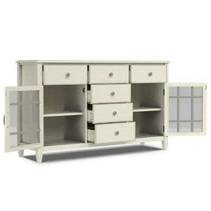English Elm Somerset Solid Wood Buffet Sideboard Six Drawers Antique White Traditional Dining B2732P548179