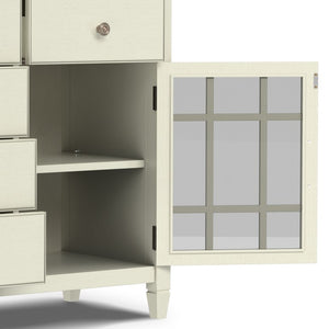 English Elm Somerset Solid Wood Buffet Sideboard Six Drawers Antique White Traditional Dining B2732P548179