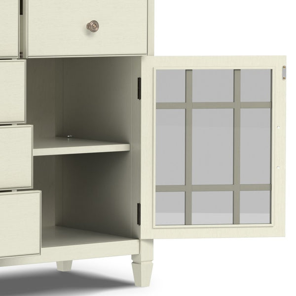 English Elm Somerset Solid Wood Buffet Sideboard Six Drawers Antique White Traditional Dining B2732P548179